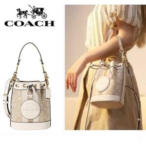 🦌 COACH MINI DEMPSEY BUCKET BAG IN SIGNATURE JACQUARD w/ LOGO & COA 🦌
